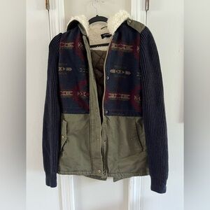 CoffeeShop Olive and Navy Hooded Jacket